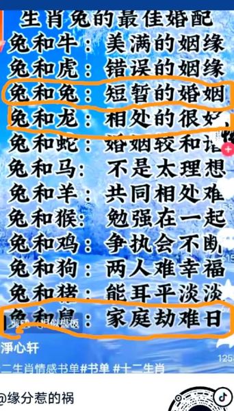 配兔的结婚生肖属相（属兔和什么生肖最配结婚？）