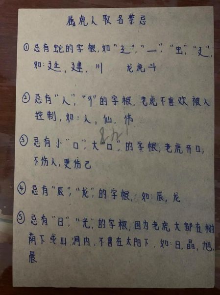生肖属相虎姓名吉凶（属虎宝宝起名最忌字有哪些）