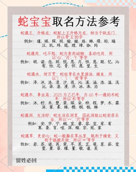 生肖属相取名避忌字（2025蛇宝宝取名忌用字大全）