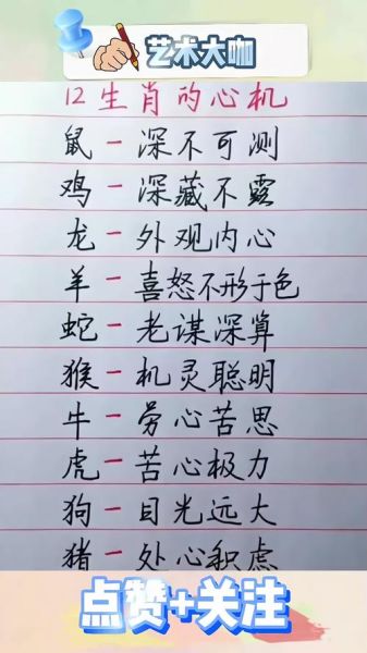 生肖属相心机（生肖属相心机排名可信吗）