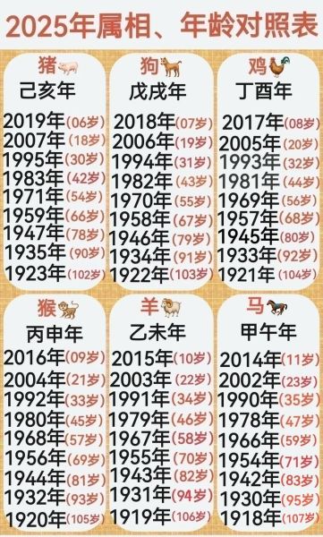 十二生肖属相表兔(兔年属相年龄对照表2025查询🔍)