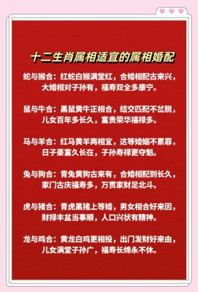 生肖婚配属相婚克（生肖婚配禁忌表准不准）