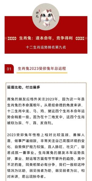 属相生肖运势2023（2023年属兔运势详解及每月运程）