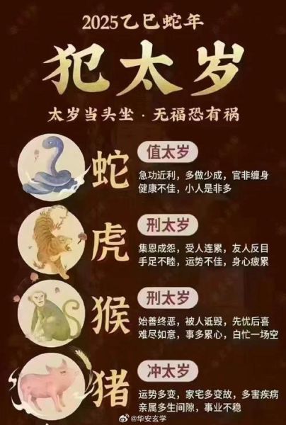 蛇年属相犯太岁的生肖（蛇年犯太岁的生肖有哪些）