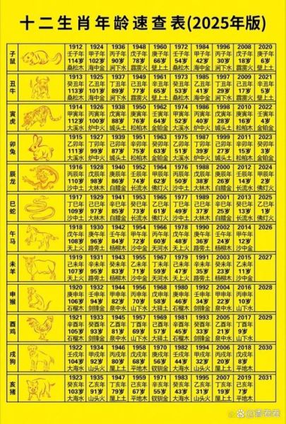 生肖的属相年龄表图（2024年生肖年龄对照表图）