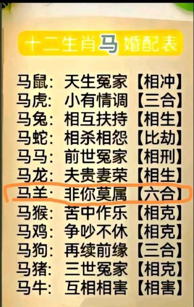 女马生肖配对属相（女马和什么生肖最相配）