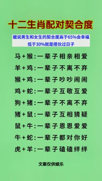 男生生肖女生生肖属相（男女生肖配对真的靠谱吗）