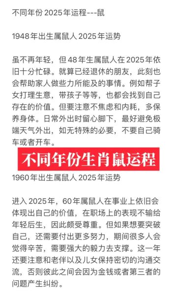运势解析 生肖属相（2025年属鼠每月运势解析及化解建议）