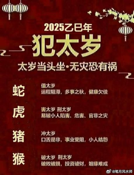 什么属相是犯太岁的生肖（2025犯太岁生肖一览表）